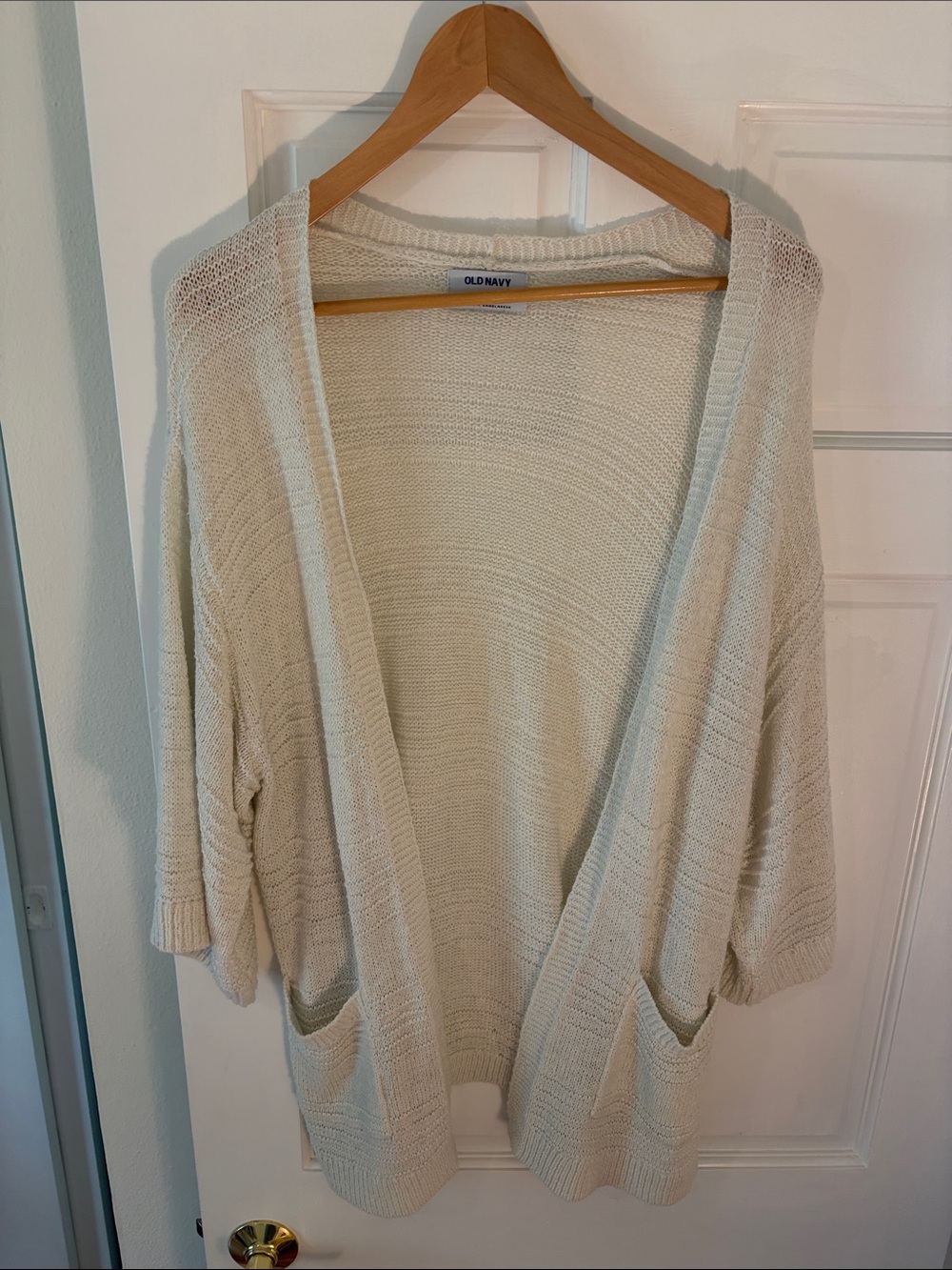 Old Navy Cream Open-Front Lightweight Knit Cardigan